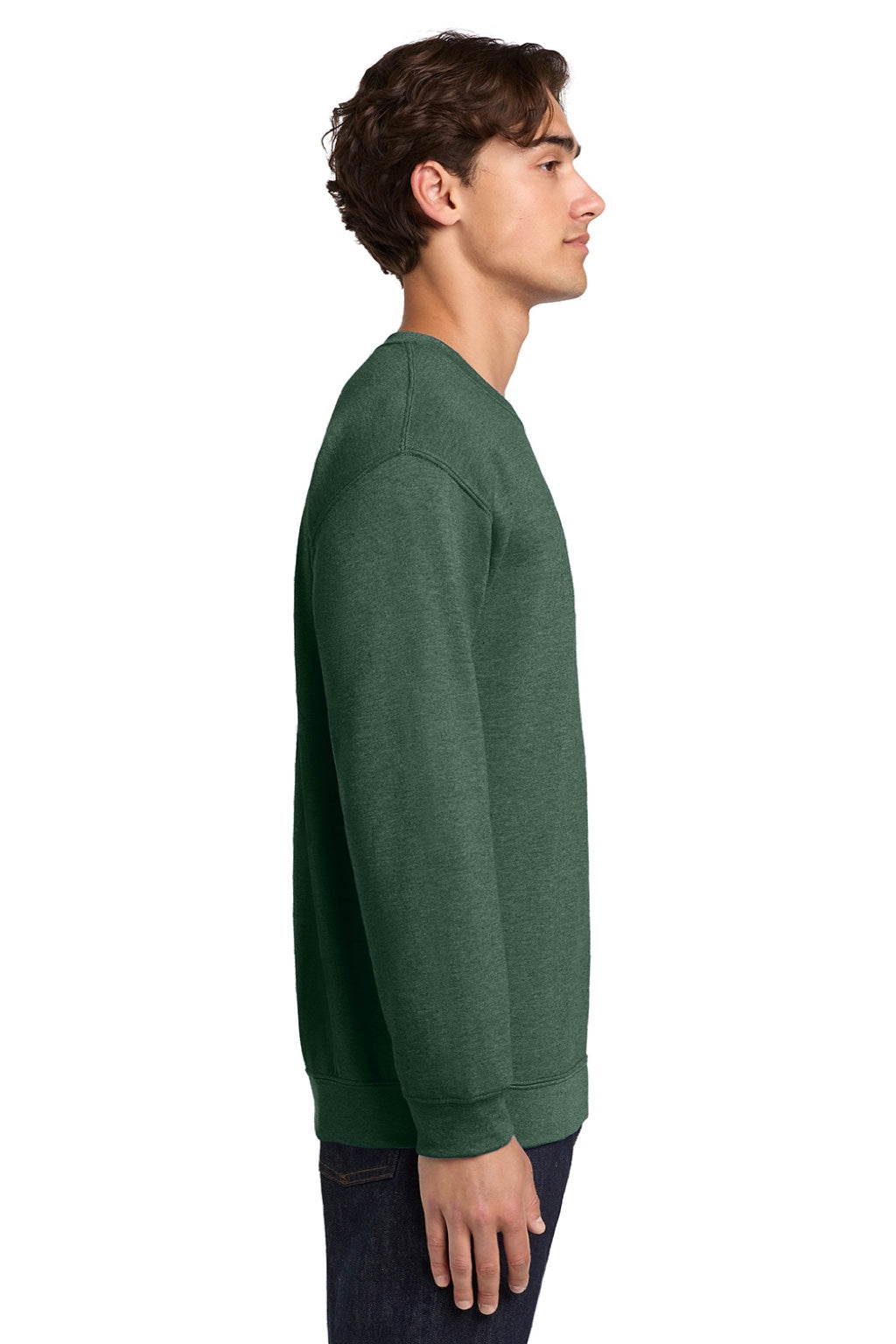 Gildan Mens Pill Resistant Fleece Crewneck Sweatshirt - Heather Dark Green