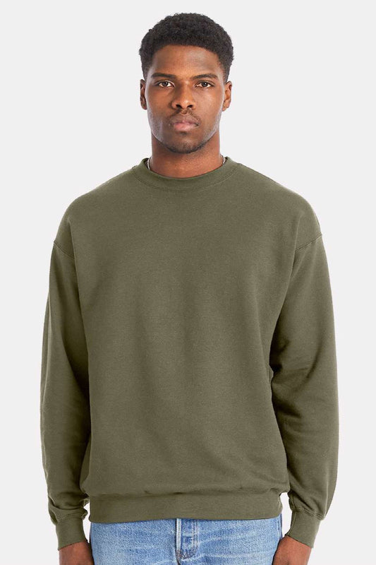 Hanes Mens Perfect Sweats Crewneck Sweatshirt - Fatigue Green