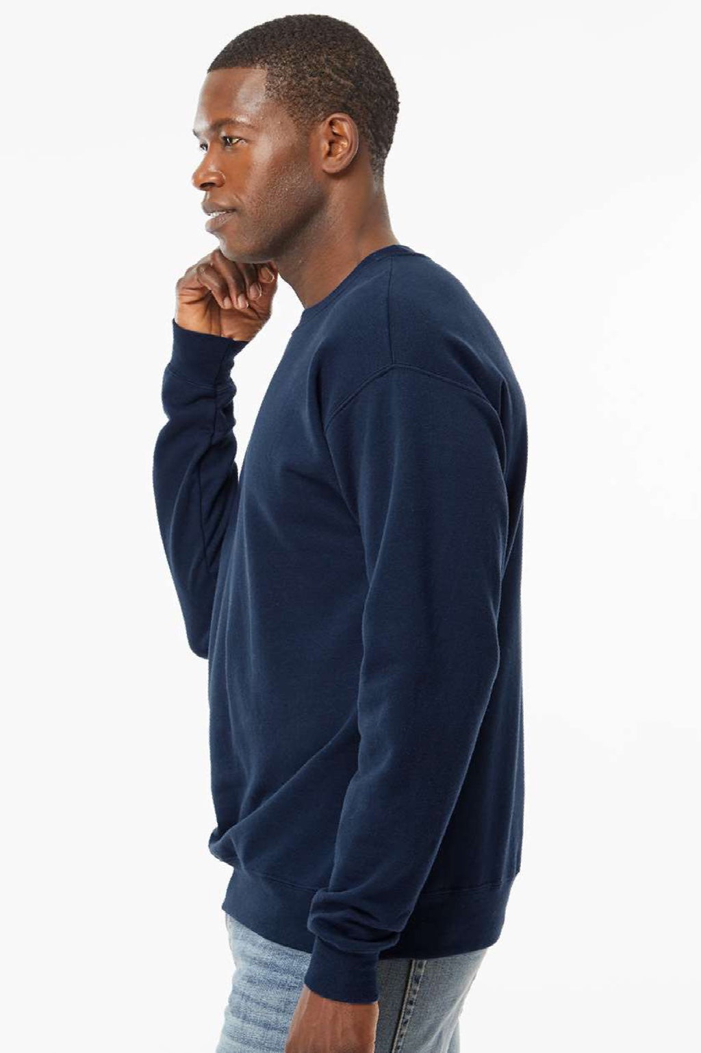 Hanes Mens Perfect Sweats Crewneck Sweatshirt - Navy Blue