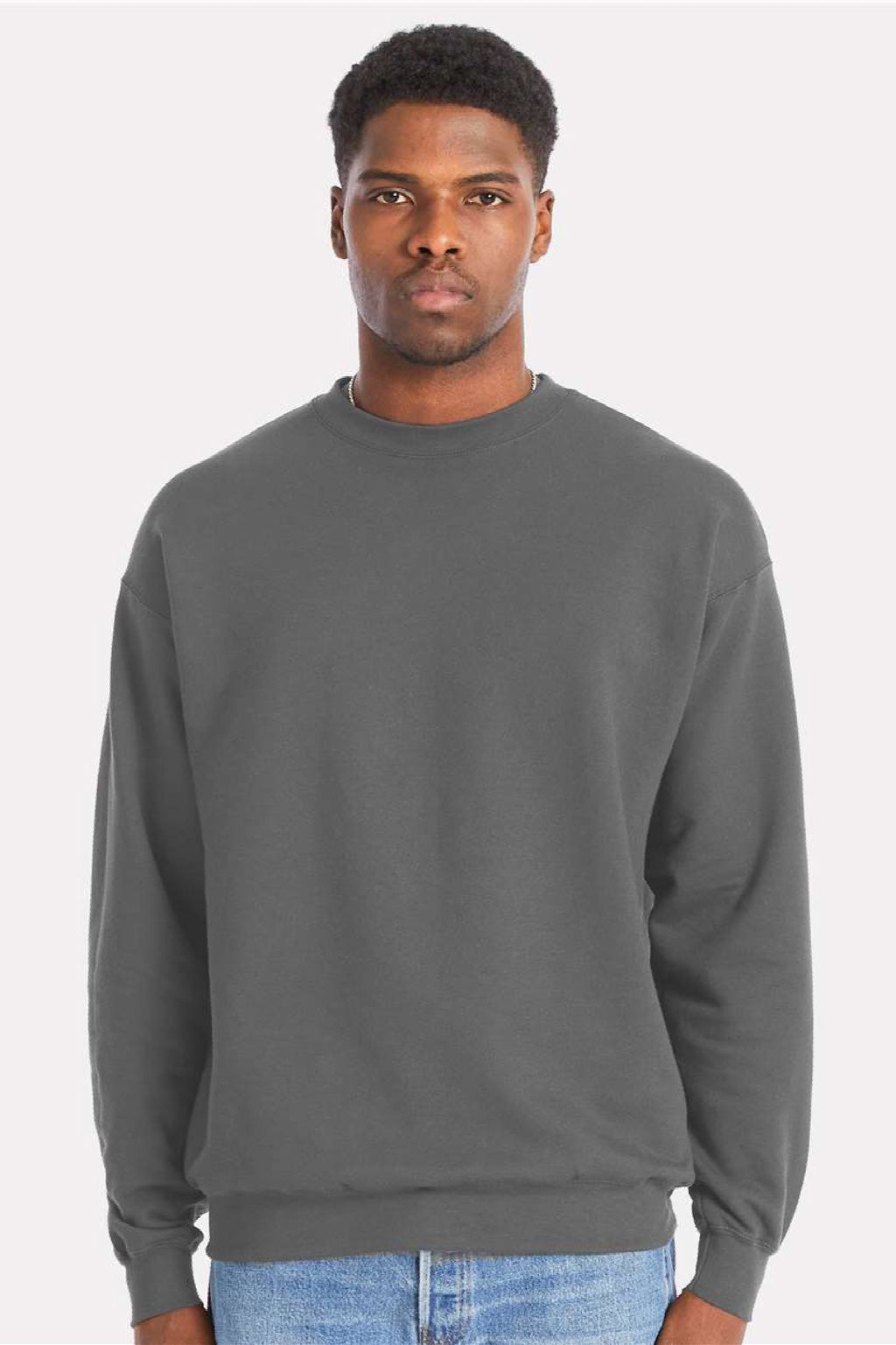 Hanes Mens Perfect Sweats Crewneck Sweatshirt - Smoke Grey