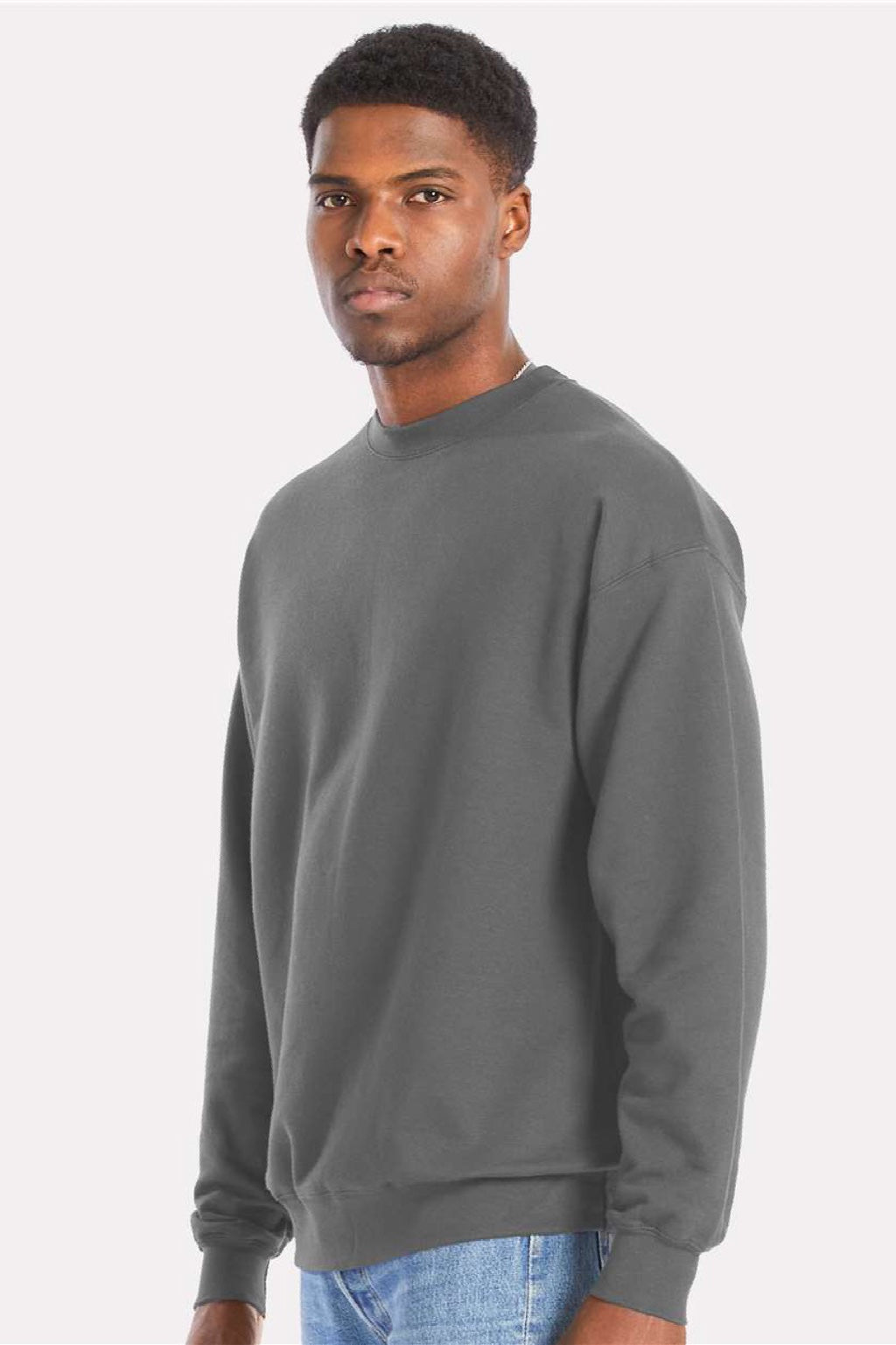 Hanes Mens Perfect Sweats Crewneck Sweatshirt - Smoke Grey