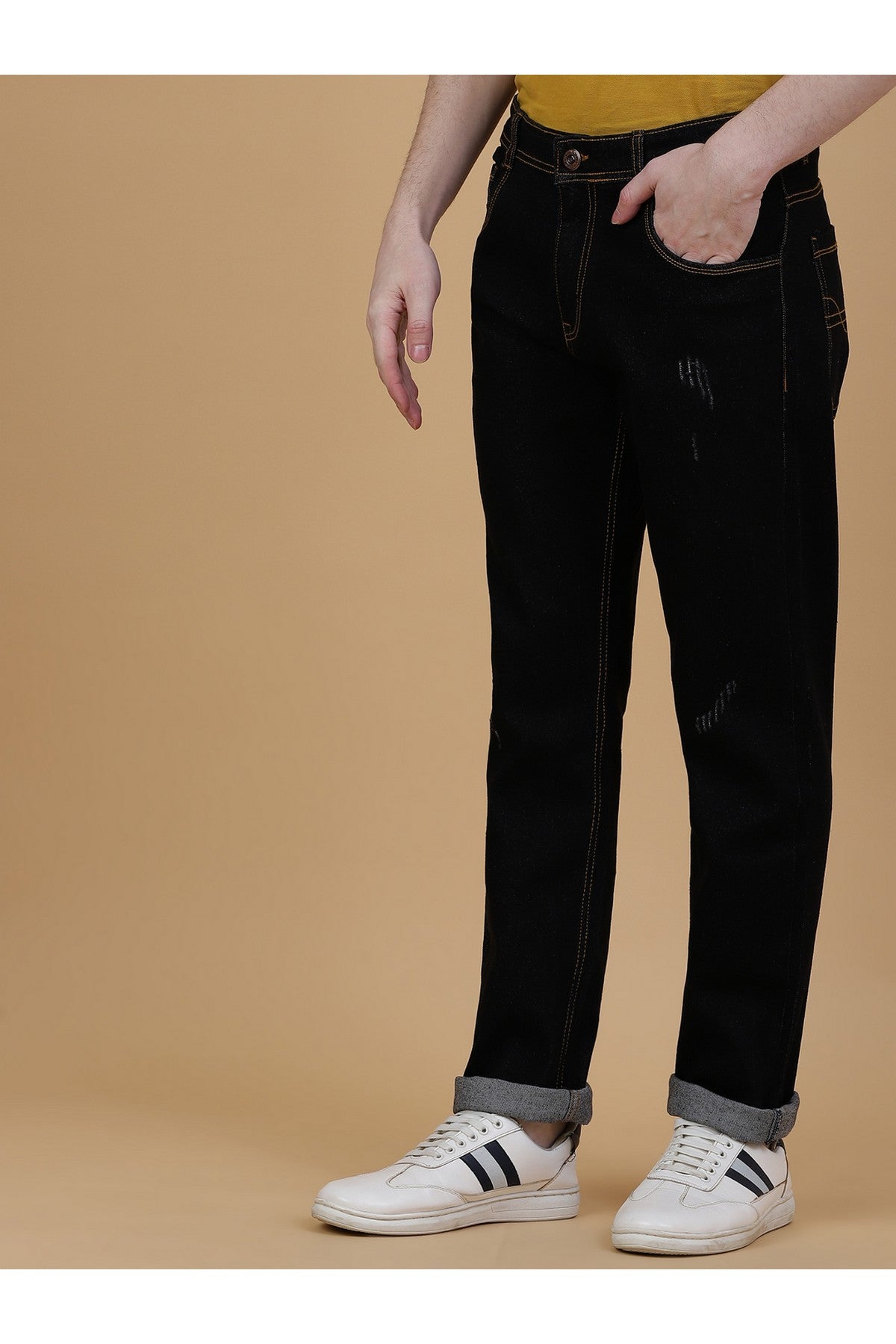 Midwest Men's Distressed Denim Jeans, Black