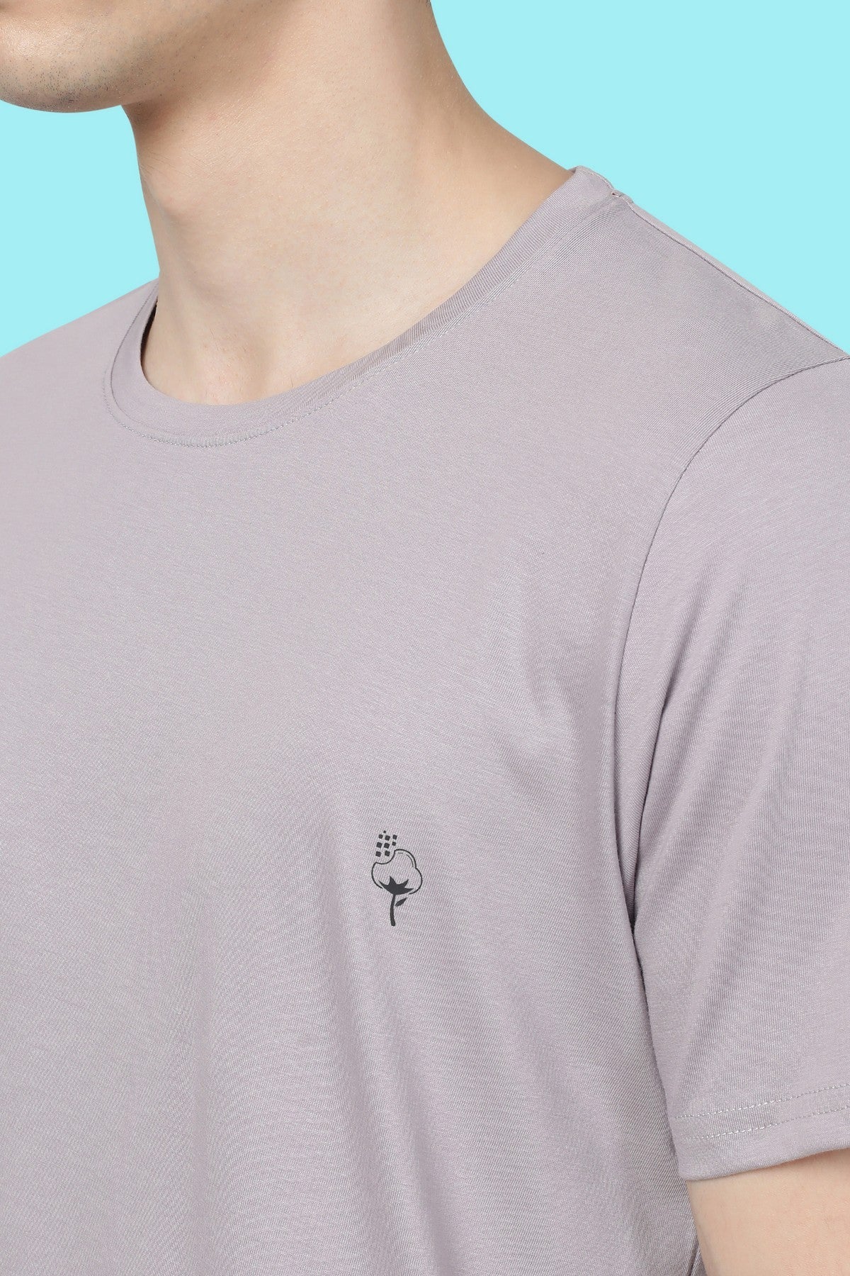 Purple Grey Solid Men Half Sleeve Pure Cotton Round Neck T-Shirt