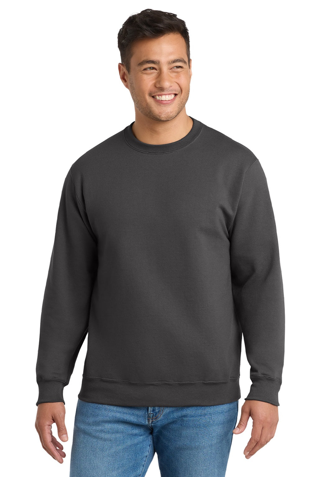 Mens Essential Pill Resistant Fleece Crewneck Sweatshirt - Charcoal Grey