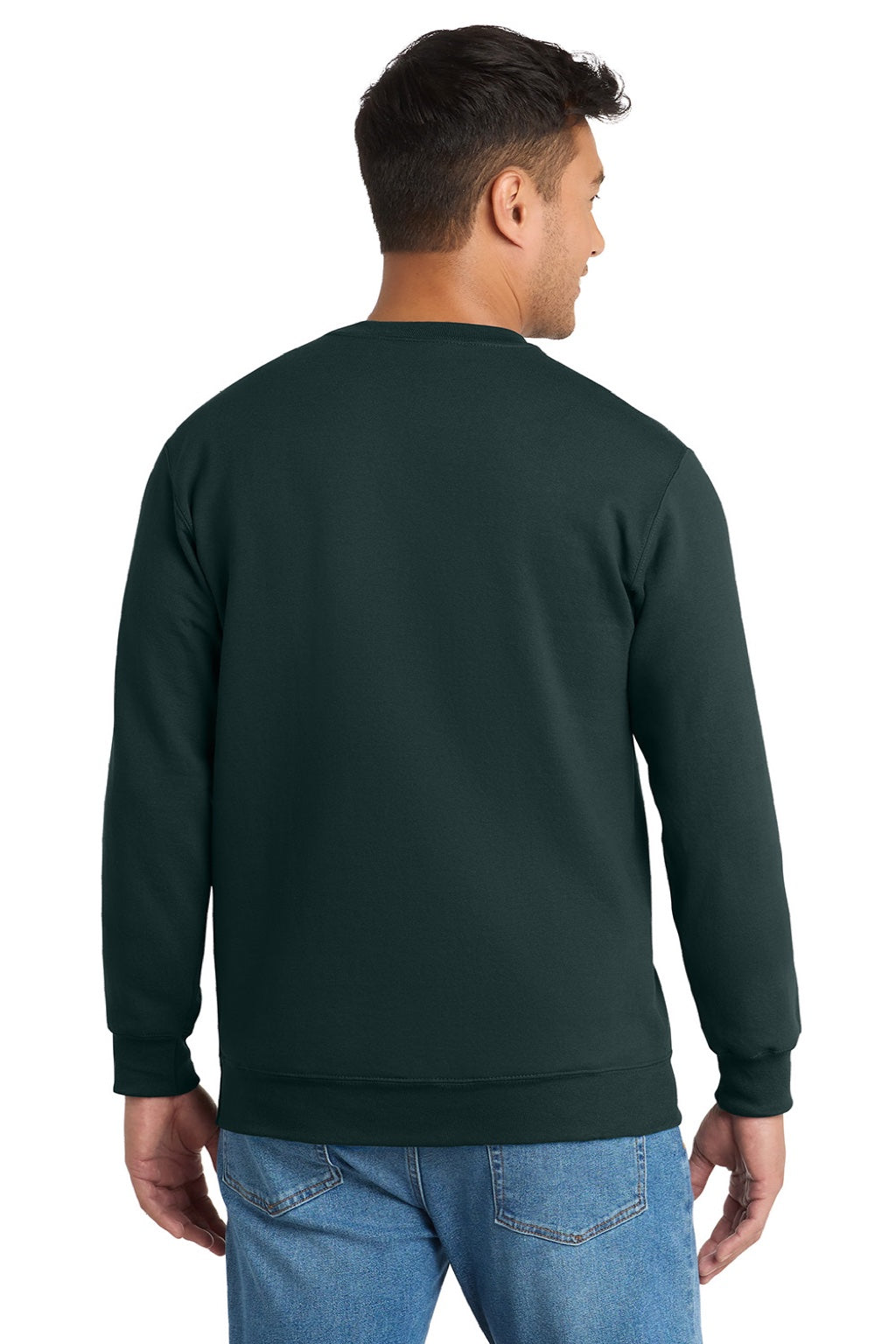 Mens Essential Pill Resistant Fleece Crewneck Sweatshirt - Dark Green