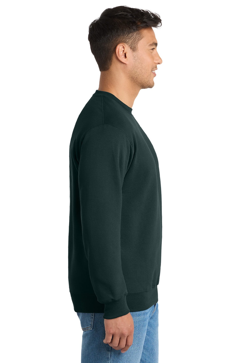 Mens Essential Pill Resistant Fleece Crewneck Sweatshirt - Dark Green