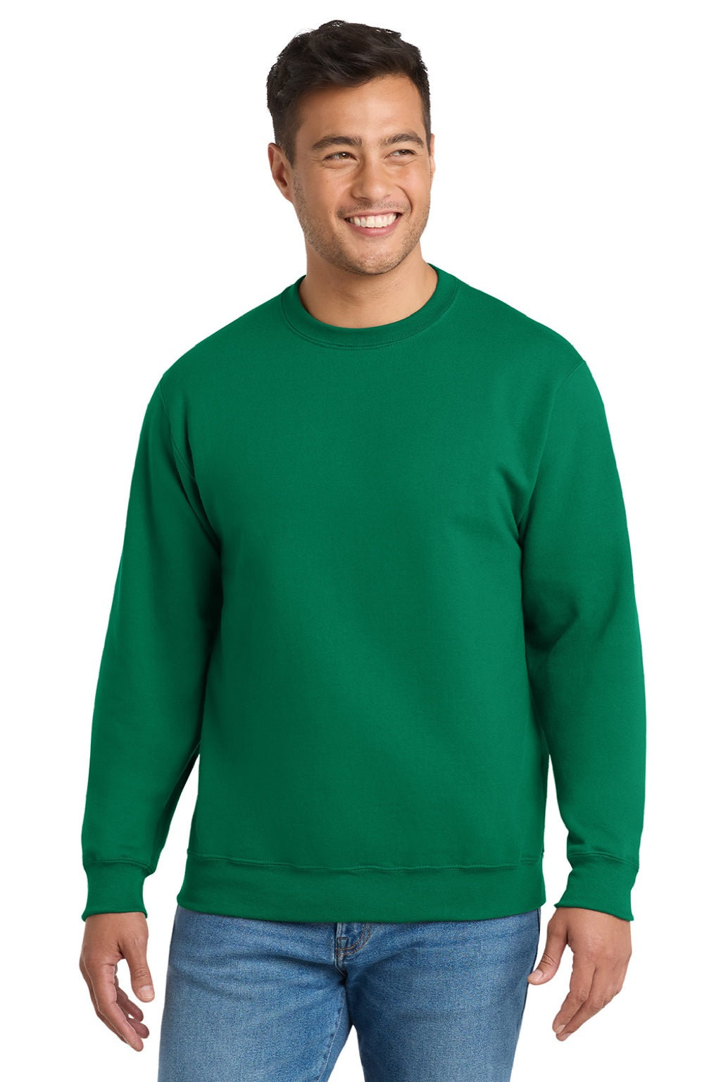 Mens Essential Pill Resistant Fleece Crewneck Sweatshirt - Kelly Green