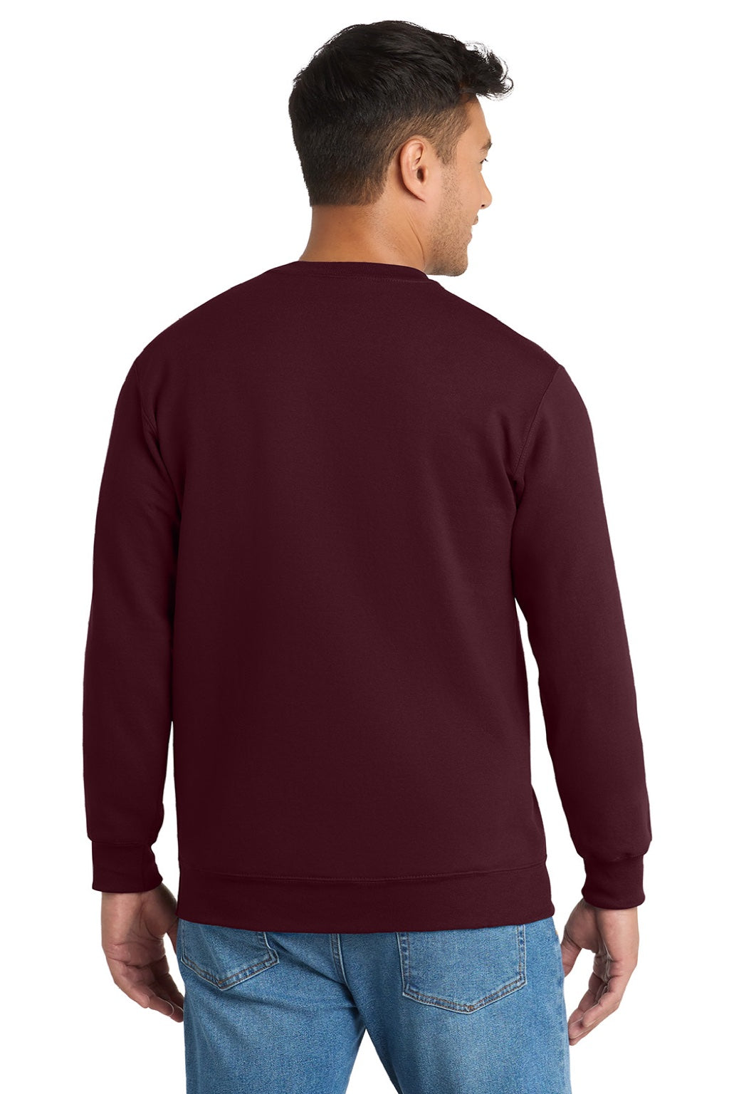Mens Essential Pill Resistant Fleece Crewneck Sweatshirt - Maroon