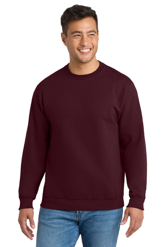Mens Essential Pill Resistant Fleece Crewneck Sweatshirt - Maroon
