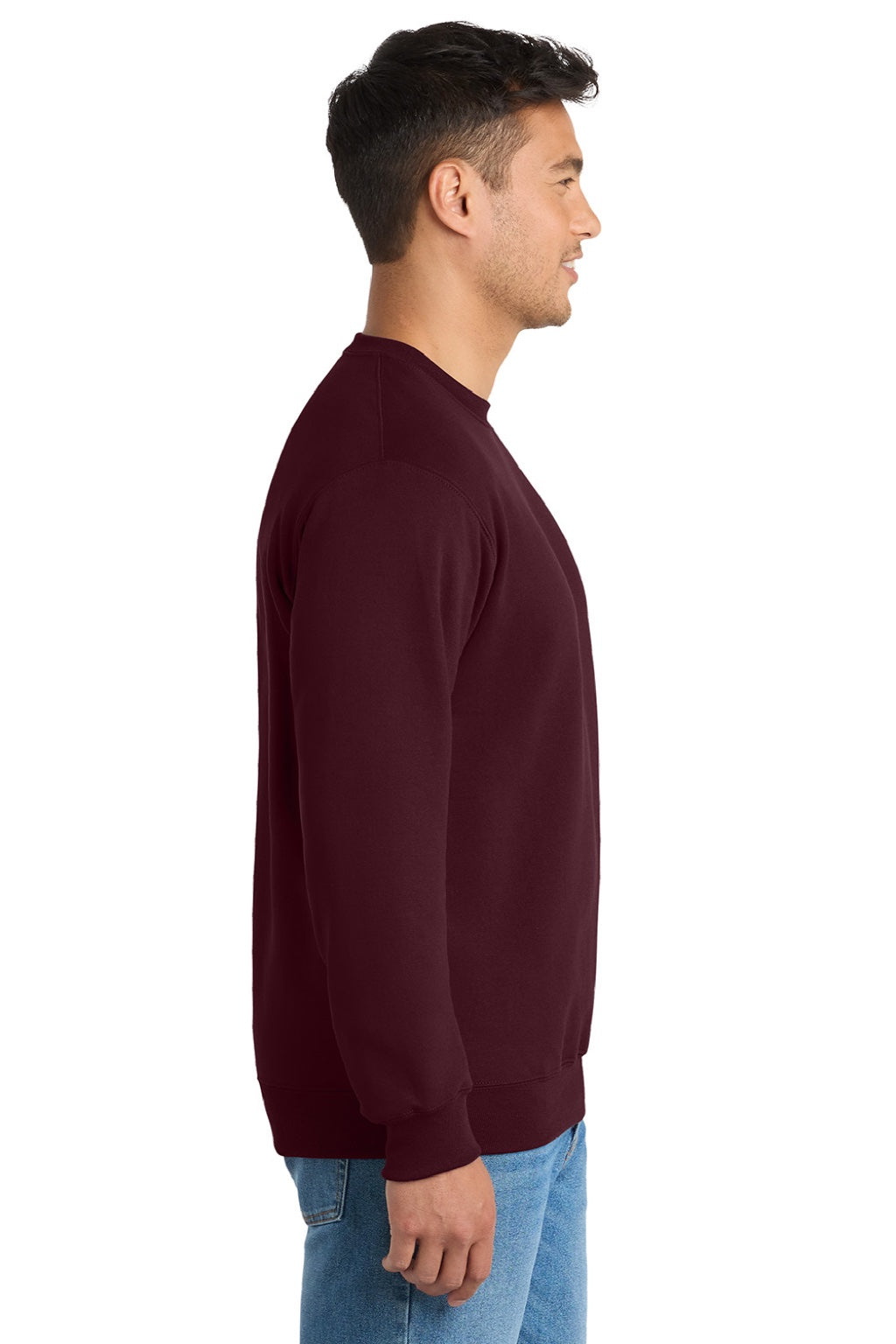 Mens Essential Pill Resistant Fleece Crewneck Sweatshirt - Maroon