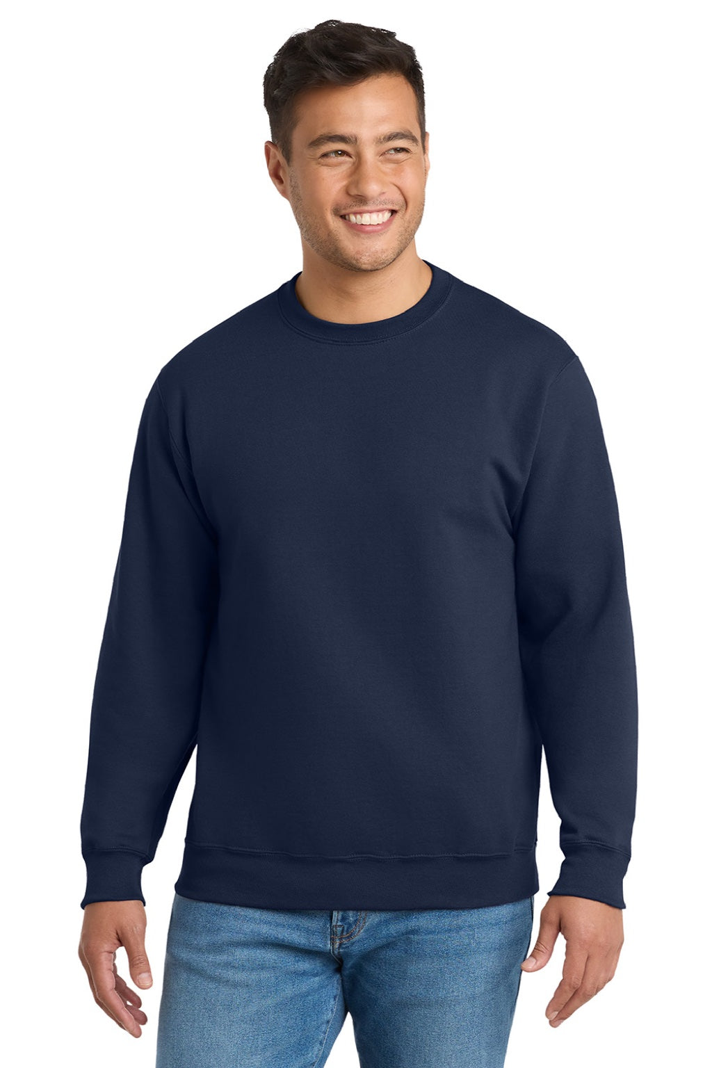 Mens Essential Pill Resistant Fleece Crewneck Sweatshirt - Navy Blue