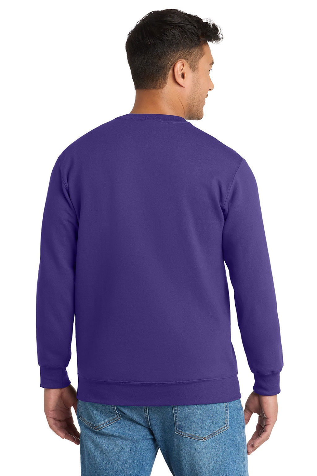 Mens Essential Pill Resistant Fleece Crewneck Sweatshirt - Purple