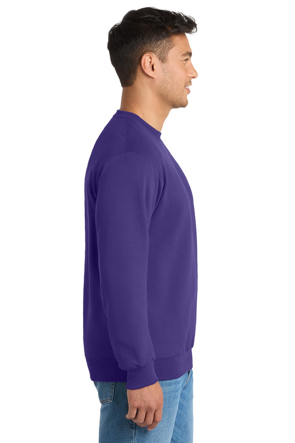 Mens Essential Pill Resistant Fleece Crewneck Sweatshirt - Purple