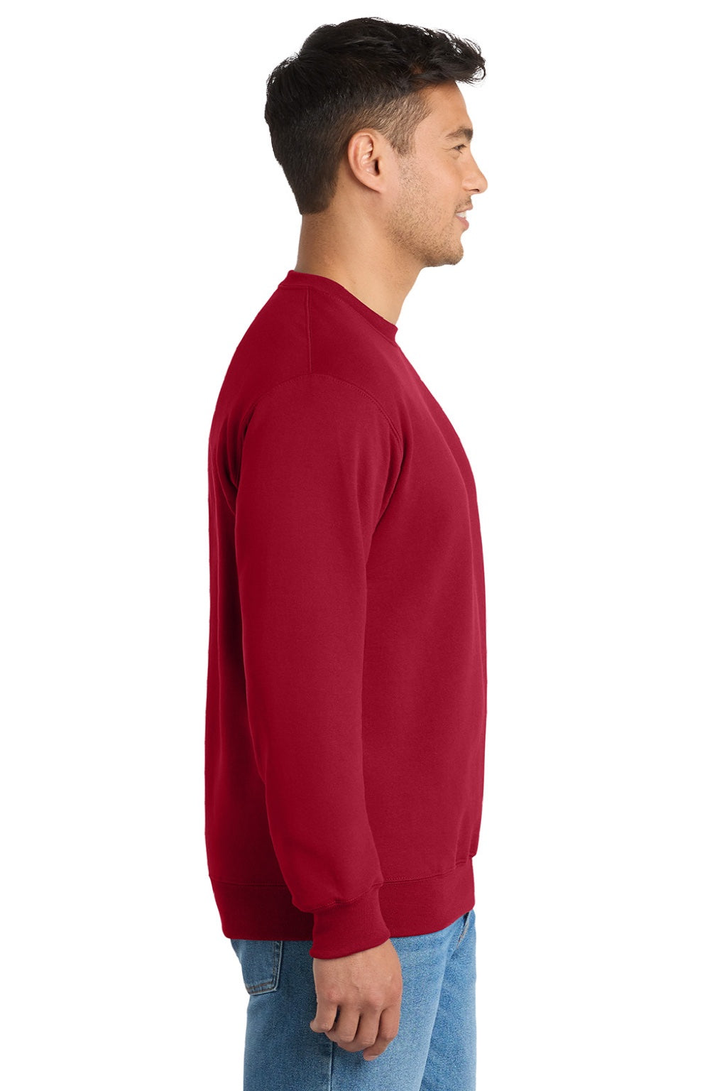 Mens Essential Pill Resistant Fleece Crewneck Sweatshirt - Red