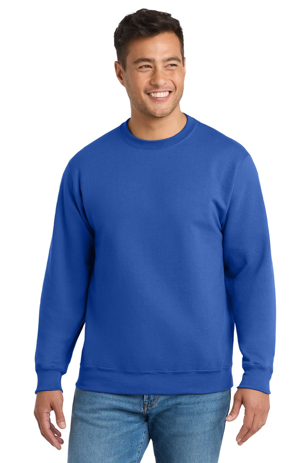 Mens Essential Pill Resistant Fleece Crewneck Sweatshirt - Royal Blue