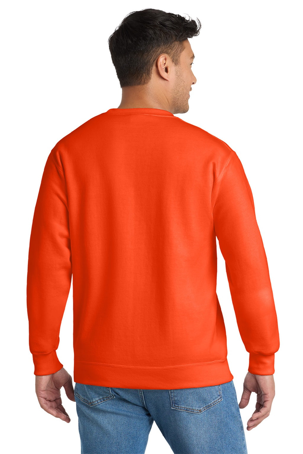 Mens Essential Pill Resistant Fleece Crewneck Sweatshirt - Safety Orange