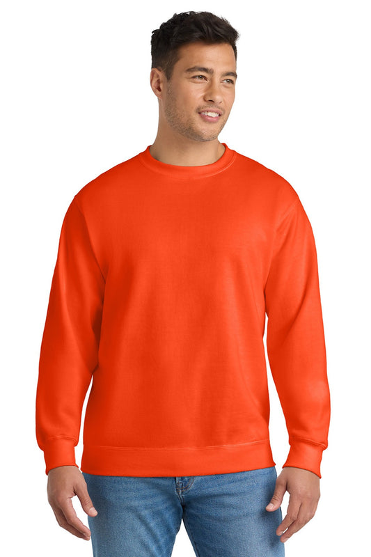 Mens Essential Pill Resistant Fleece Crewneck Sweatshirt - Safety Orange