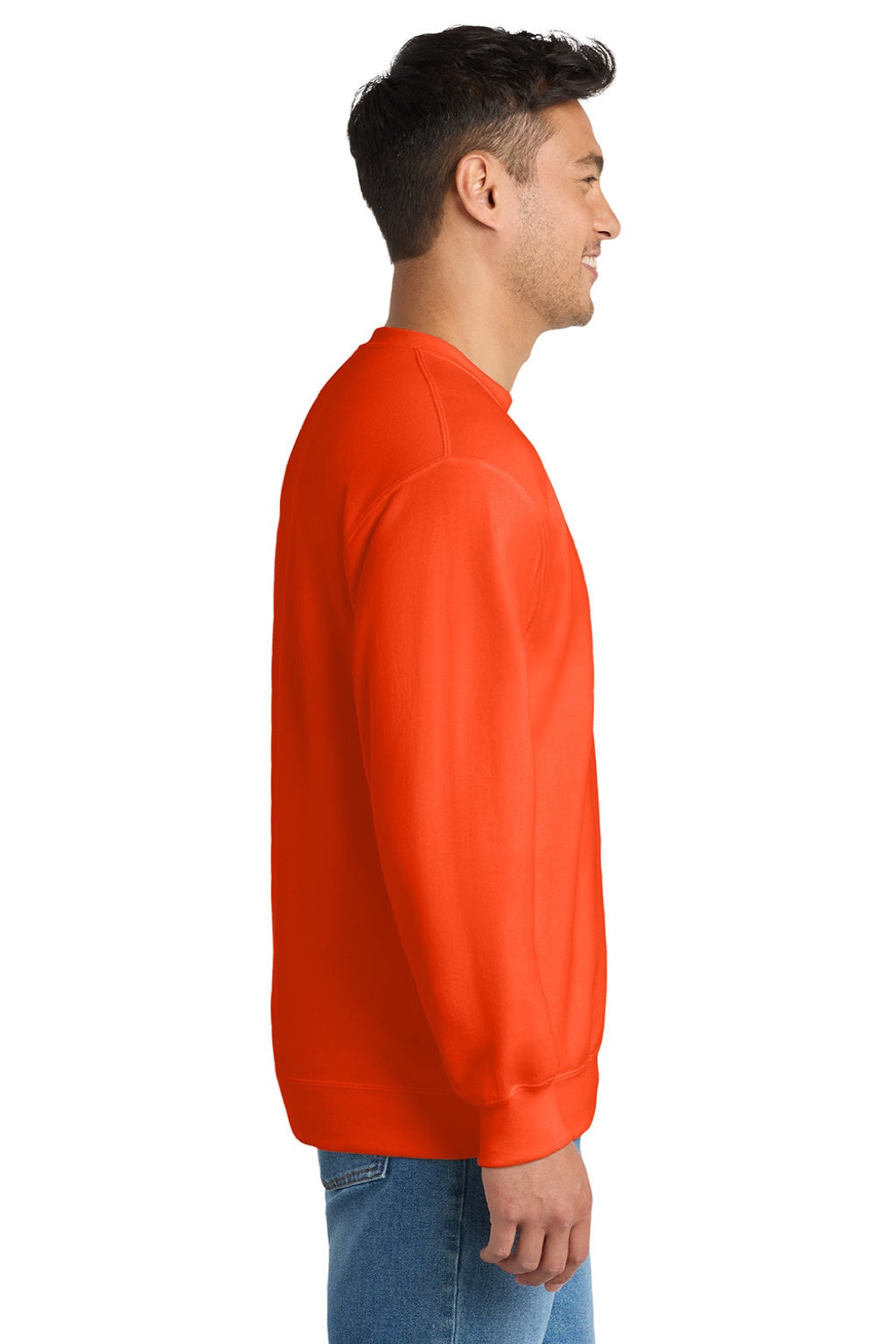 Mens Essential Pill Resistant Fleece Crewneck Sweatshirt - Safety Orange