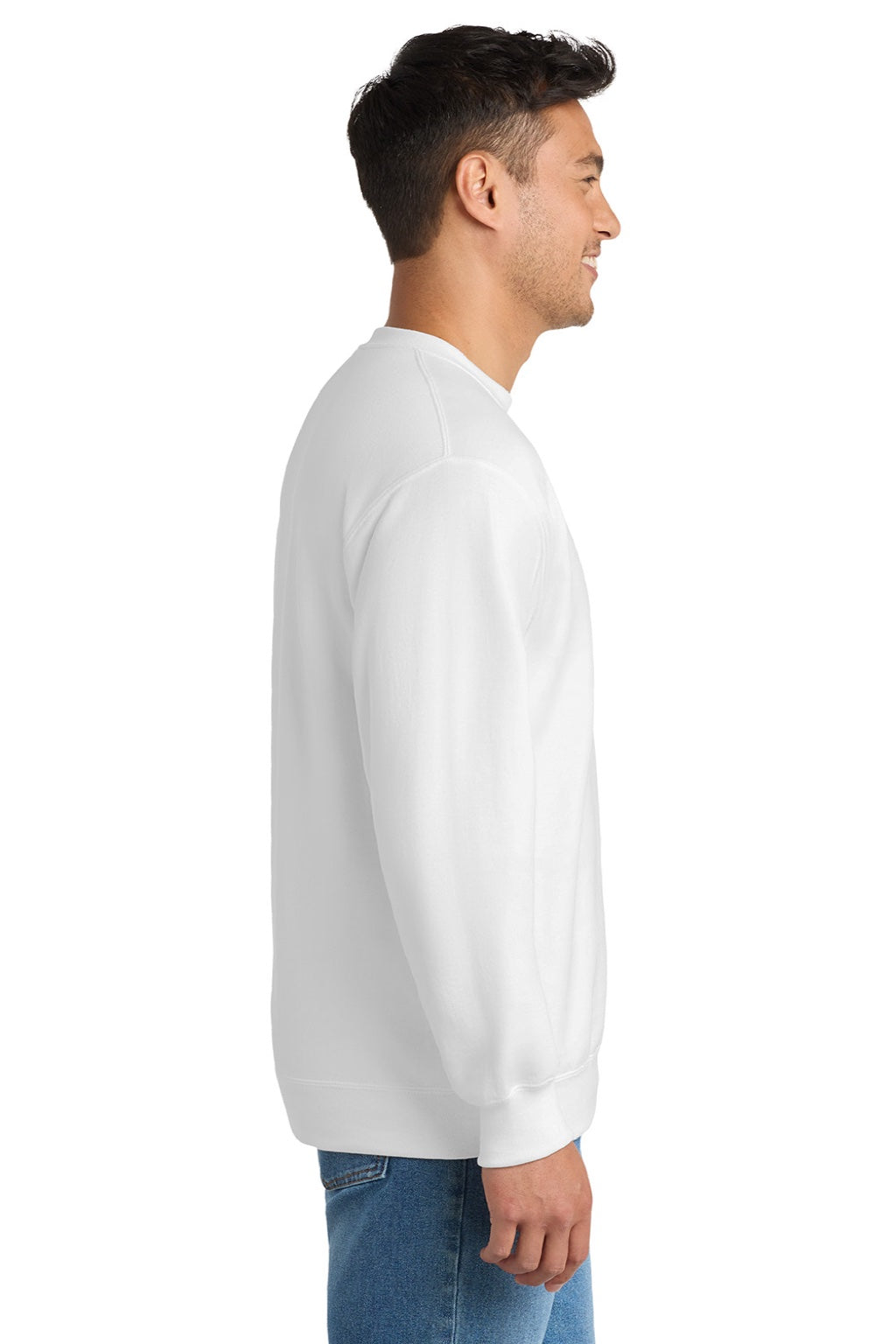Mens Essential Pill Resistant Fleece Crewneck Sweatshirt - White