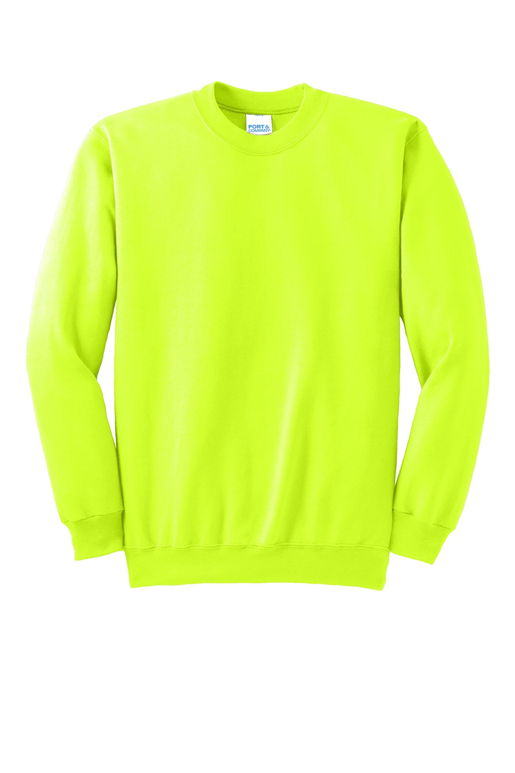 Mens Essential Pill Resistant Fleece Crewneck Sweatshirt - Safety Green