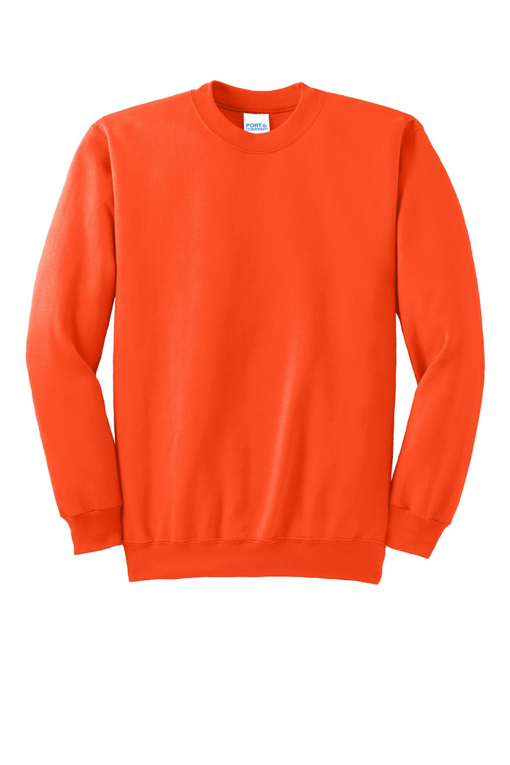 Mens Essential Pill Resistant Fleece Crewneck Sweatshirt - Safety Orange